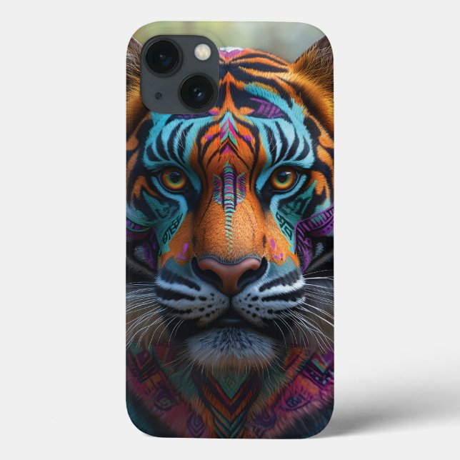 Majestic Tiger mit lebendigem Stammegefecht Case-Mate iPhone Hülle (Rückseite)