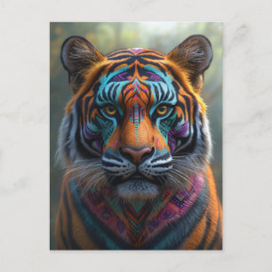 Majestic Tiger mit lebendigem Stammegefecht Postkarte