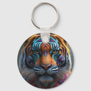 Majestic Tiger mit lebendigem Stammegefecht Schlüsselanhänger