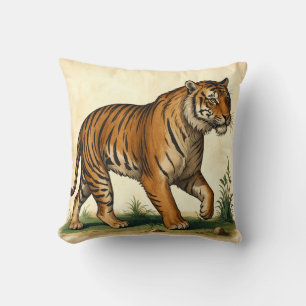Majestic Tiger Mittelalterliche Illustration Kissen