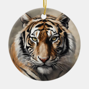Majestic Tiger Portrait Keramik Ornament