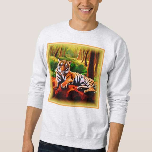 "Majestic Tiger Resting in the Wild". Jetzt kaufen Sweatshirt (Vorderseite)