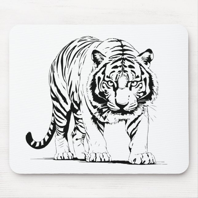 Majestic Tiger Silhouette in kühner Vector Art Mousepad (Vorne)