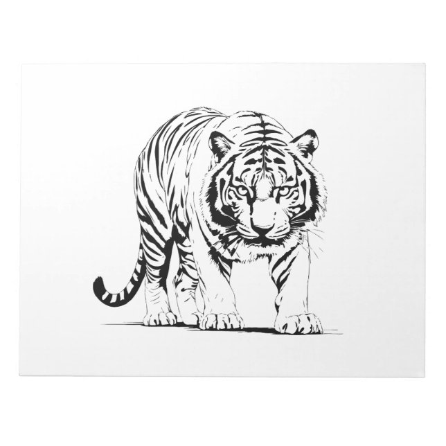 Majestic Tiger Silhouette in kühner Vector Art Notizblock (Vorderseite)
