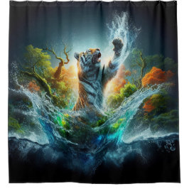 Majestic Tiger Splash Fantasy Wildlife Nature Duschvorhang