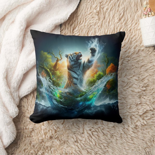 Majestic Tiger Splash Fantasy Wildlife Nature Kissen (Decke)