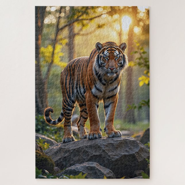 Majestic Tiger steht auf Steinen Puzzle (Vertikal)