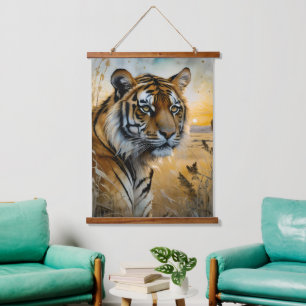 Majestic Tiger Wandteppich Mit Holzrahmen