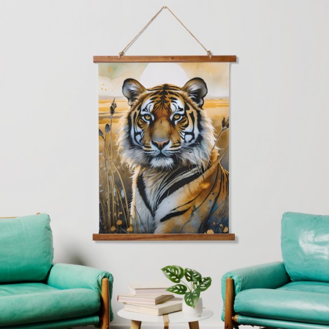 Majestic Tiger Wandteppich Mit Holzrahmen (Wohnzimmer)