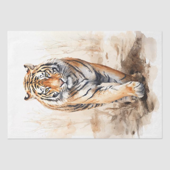 Majestic Tiger Watercolor Illustration Seidenpapier (Vorderseite)