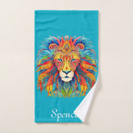 Majestic Tribal Lion mit Individuelle Name Badhandtuch Set