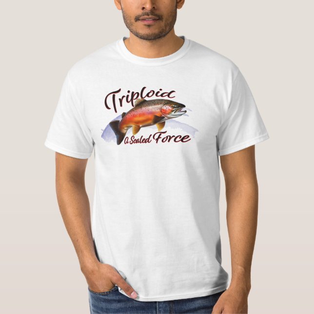 Majestic Triploid Rainbow Trout "A Scaled Force" T-Shirt (Vorderseite)