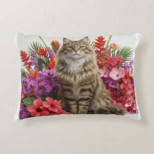 Majestic Tropical Cat Accent Kissen Design.