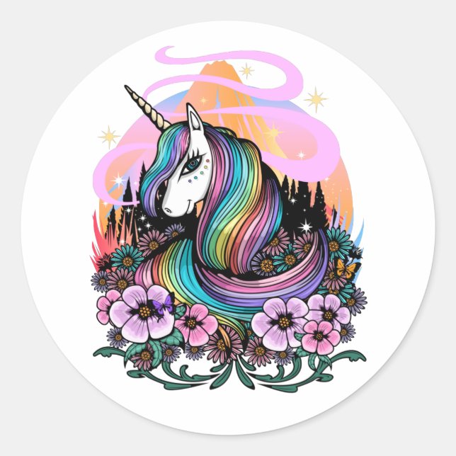 Majestic Unicorn   Runder Aufkleber (Vorderseite)