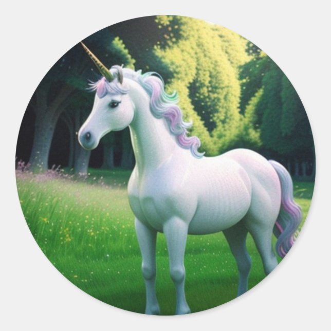 Majestic Unicorn Runder Aufkleber (Vorderseite)