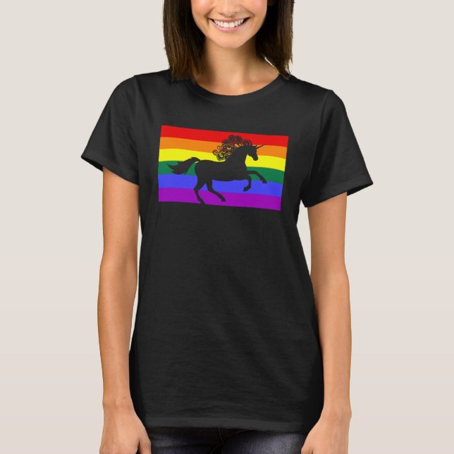Majestic Unicoron Liebe Party LGBTQ Gay Pride Flag T-Shirt (Vorderseite)