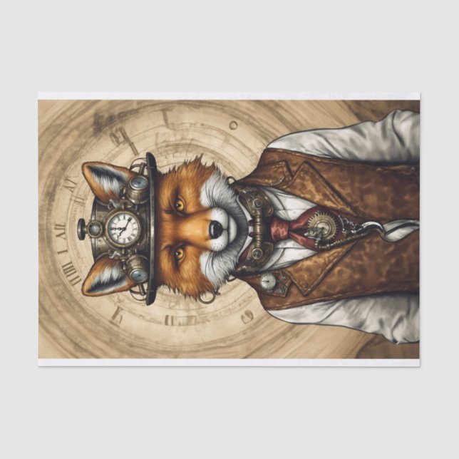 Majestic Vintag Steampunk Fox Seidenpapier (Vorderseite)