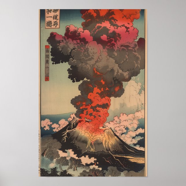 Majestic Vulkan Flames and Smoke Nature Poster (Vorne)