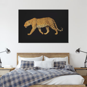 Majestic Walking Leopard Illustration Leinwanddruck