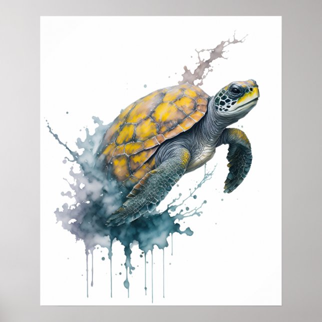 Majestic Wanderer - Aquarellschildkröte Poster (Vorne)