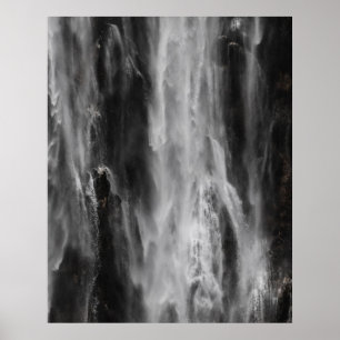 Majestic Wasserfall Boka, Slowenien, schwarz und w Poster