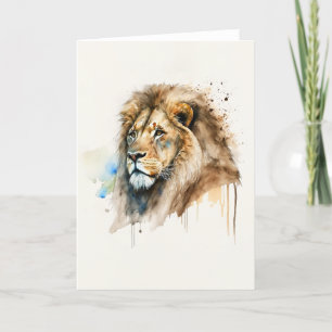 Majestic Watercolor Lion Note Card Dankeskarte