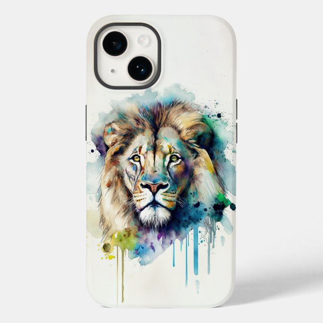 Majestic Watercolor Lion Phone Case (Rückseite)