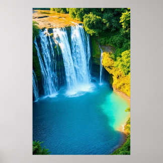 Majestic Waterfall im Dschungel Poster
