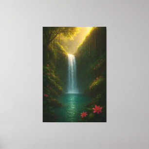 Majestic Waterfall Nature Canvas Print Leinwanddruck