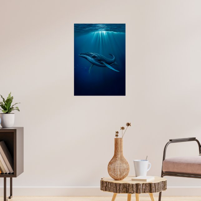 Majestic Whale im tiefen Blauen Meer Poster (Wohnzimmer 3)