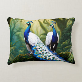 Majestic White and Blue Peacock in Forest Dekokissen