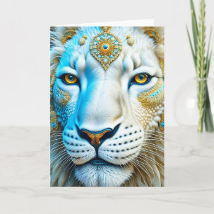 Majestic White and Gold Lion Blank Karte