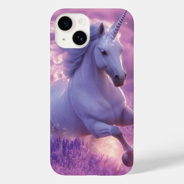 Majestic White Einicorn Galloping through Lavender Case-Mate iPhone Hülle (Rückseite)