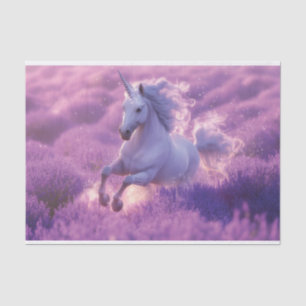 Majestic White Einicorn Galloping through Lavender Seidenpapier