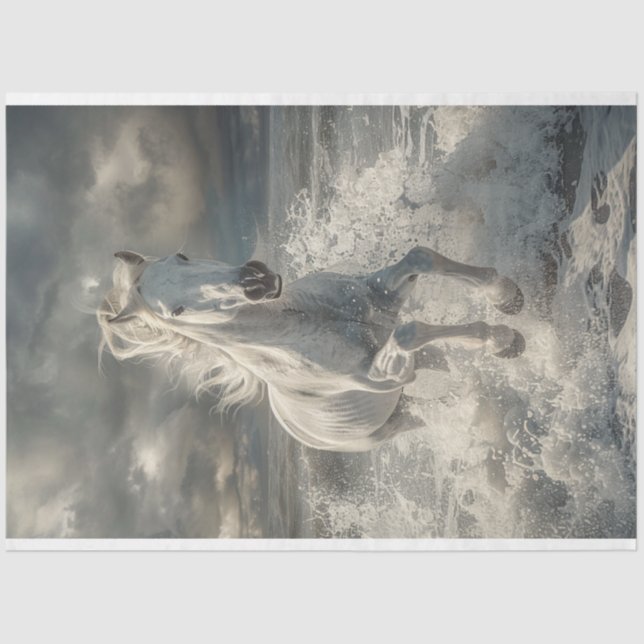 Majestic White Horse Decoupage Seidenpapier (Vorderseite)