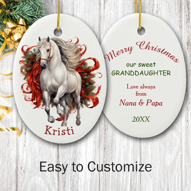 Majestic White Horse Kinder Weihnachten Keramik Ornament (Von Creator hochgeladen)