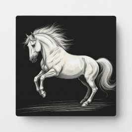 Majestic White Horse Tabletop Plaque Fotoplatte