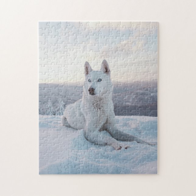 Majestic White Husky Dog Puzzle (Vertikal)