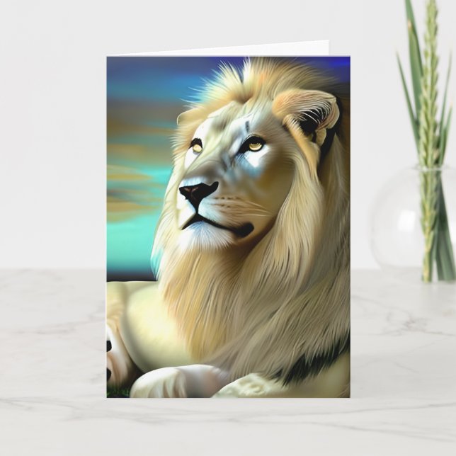 Majestic White Lion Ethereal Art Karte (Vorderseite)