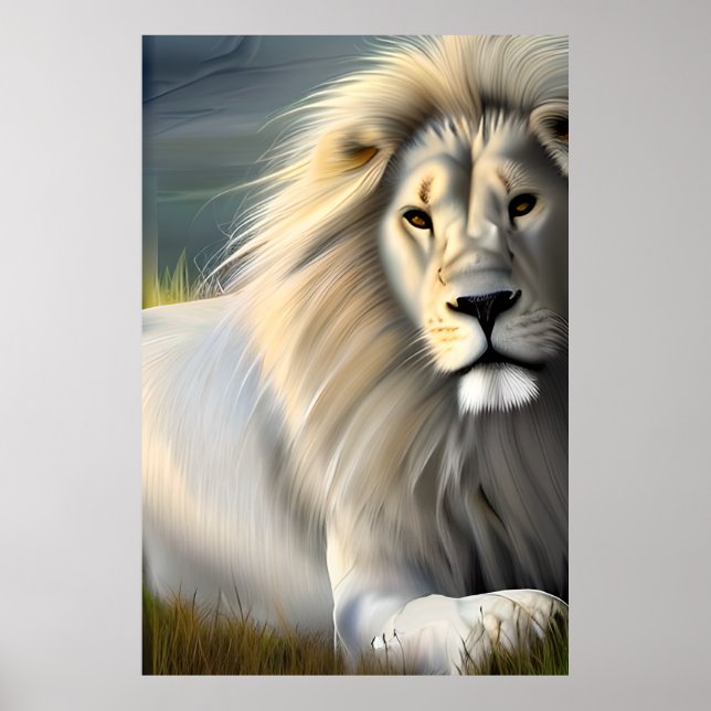 Majestic White Lion Ethereal Art Poster (Vorne)