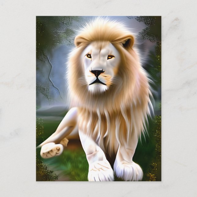 Majestic White Lion Ethereal Art Postkarte (Vorderseite)