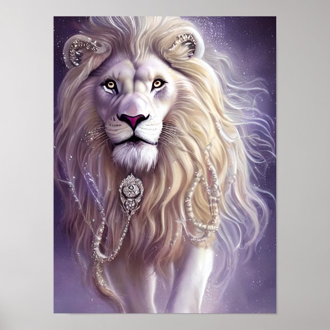 Majestic White Lion Fantasy Art Poster (Vorne)