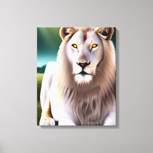 Majestic White Lion Golden Eyes Ethereal Art Leinwanddruck