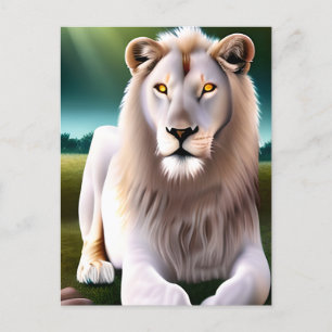 Majestic White Lion Golden Eyes Ethereal Art Postkarte