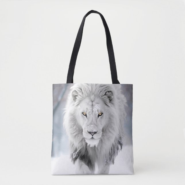 Majestic White Lion im Winter Wonderland Design (Vorderseite)