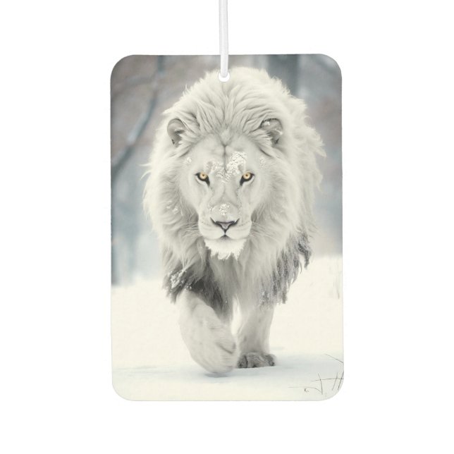 Majestic White Lion im Winter Wonderland Design Autolufterfrischer (Vorderseite)