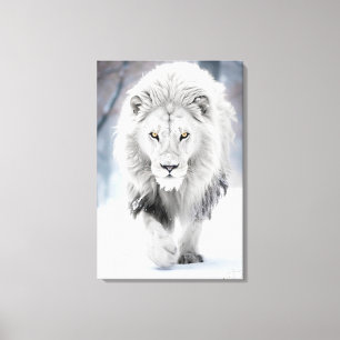 Majestic White Lion im Winter Wonderland Design Leinwanddruck