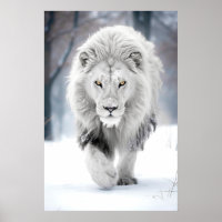 Majestic White Lion im Winter Wonderland Design