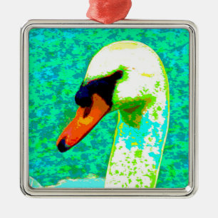 Majestic White Swan Head Ornament Aus Metall