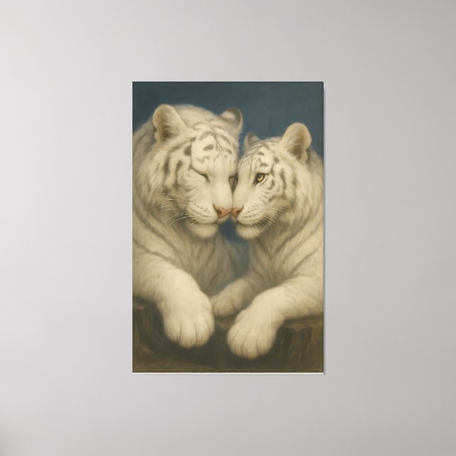 Majestic White Tiger Couple – Emotional Fine Art  Leinwanddruck (Vorderseite)